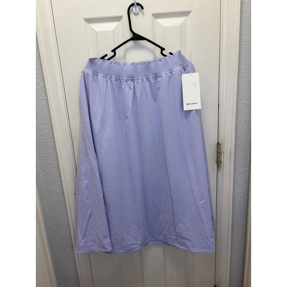 Lululemon Stretch Woven Ruffle-Waist Midi Skirt Lilac Ether pocketed